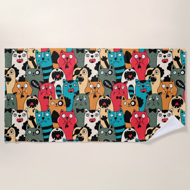 Toalla De Playa La multitud de gatos (Anverso)
