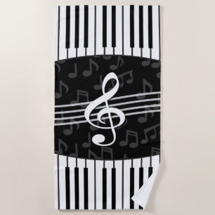 Toalla De Playa La música elegante observa llaves del Clef agudo y
