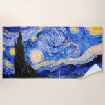 Toalla De Playa La noche estrellada de Vincent Van Gogh<br><div class="desc">Vincent Van Gogh La Noche Estelar. Esta es una antigua obra maestra del pintor holandés Vincent Van Gogh. Esta bonita pintura del paisaje artístico tiene un color bonito,  vibrante y saturado. Vincent Van Gogh fue un pintor impresionista de post holandés. Esta imagen es de dominio público</div>
