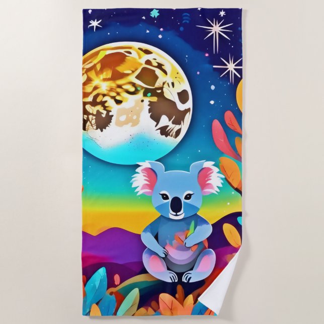 Toalla De Playa La noche lunar de Koala (Anverso)