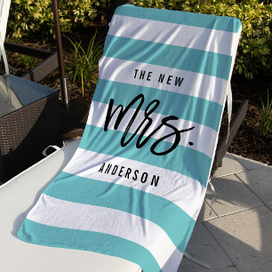 Toalla De Playa La nueva señora Novia personalizada Aqua