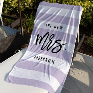 Toalla De Playa La nueva señora   Novia personalizada de Lavender