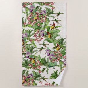 Toalla De Playa La orquídea del pájaro del colibrí florece la