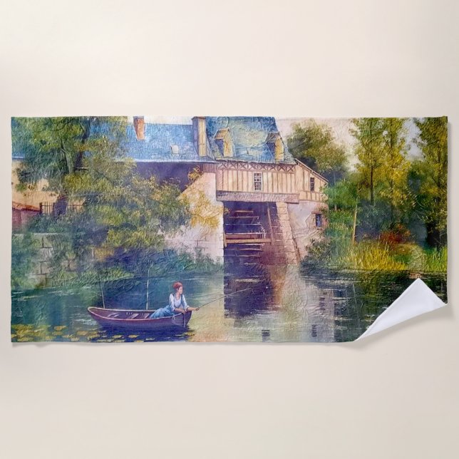 Toalla De Playa La pesca de las mujeres en el lago (Anverso)