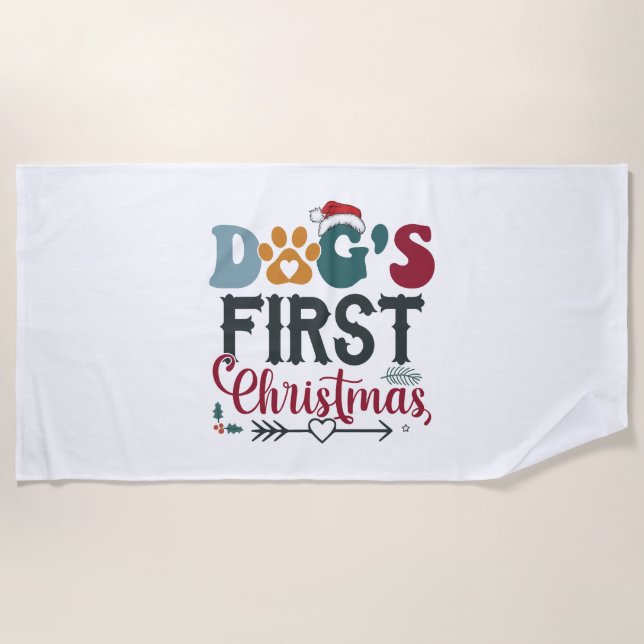 Toalla De Playa La primera Navidad del perro (Anverso)