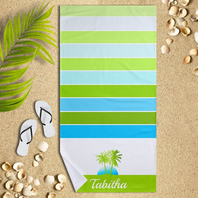 Toalla De Playa La vida en la playa Guay Aqua Lime personalizada (Subido por el creador)