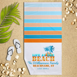 Toalla De Playa La vida en la playa Guay Blue/Naranja Personalizad