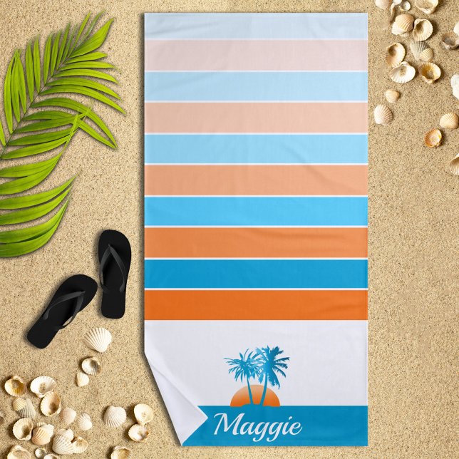 Toalla De Playa La vida en la playa Guay Blue/Naranja Personalizad (Subido por el creador)