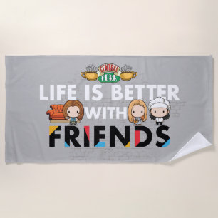Toalla De Playa La vida es mejor con FRIENDS™ arte Chibi