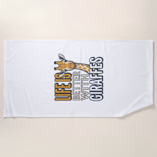 Toalla De Playa La vida es mejor con jirafas diseño de camiseta vi