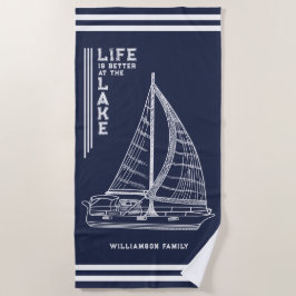 Toalla De Playa La vida es mejor en la familia Lake