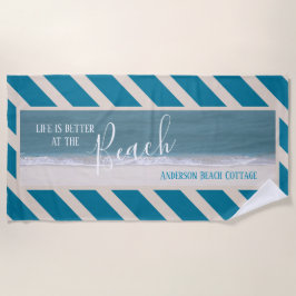 Toalla De Playa La vida es mejor en la foto hermosa de la playa el