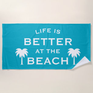 Toalla De Playa La vida es mejor en la playa piscina azul y blanca