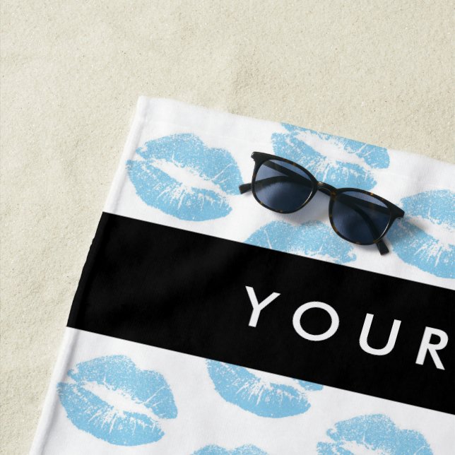 Toalla De Playa Labios azules, besos, pintalabios, tu nombre, pers (In situ)