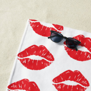 Toalla De Playa Labios Rojos, Labios Rojos, Beso, Patrón De Labios