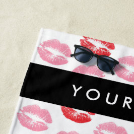 Toalla De Playa Labios rojos, labios rosados, besos, tu nombre, pe