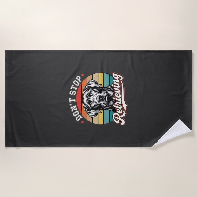 Toalla De Playa Labrador No Deja de Recuperar Perro Retro (Anverso)