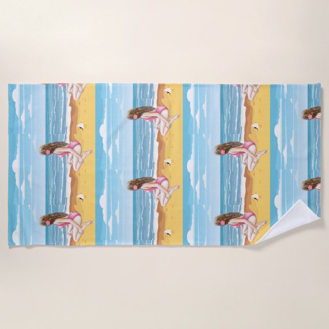 Toalla De Playa ladie en la playa (Anverso)