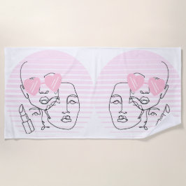 TOALLA DE PLAYA LADY HEAD LINE ART