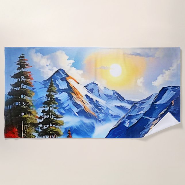 Toalla De Playa Lago de montaña: Vista panorámica (Anverso)