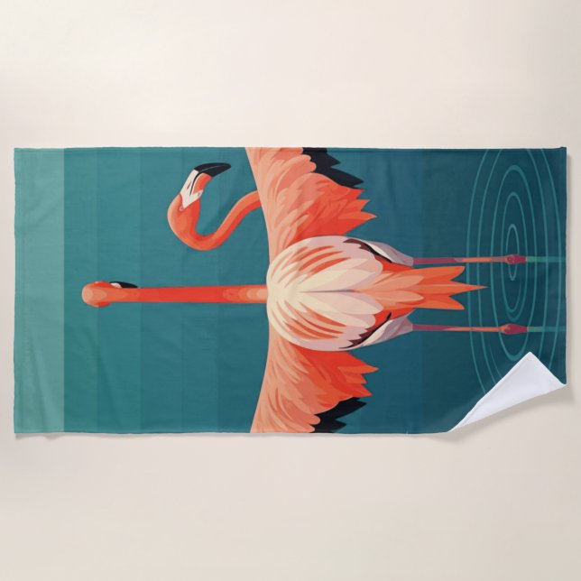 Toalla De Playa Laguna Tropical Flamingo (Anverso)