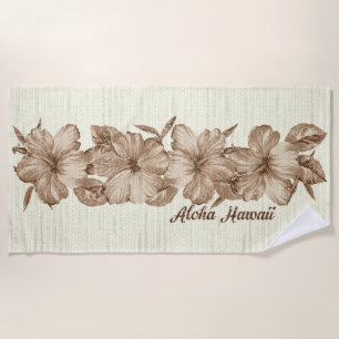 Toalla De Playa Lanai angustió al hawaiano Hibiscus - Brown
