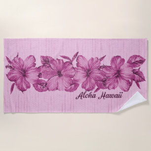 Toalla De Playa Lanai Distressed Hawaiian Hibiscus - Rosa