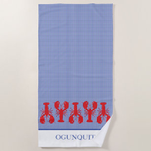 Toalla De Playa Langostas rojas Gingham Location NAME Blue White