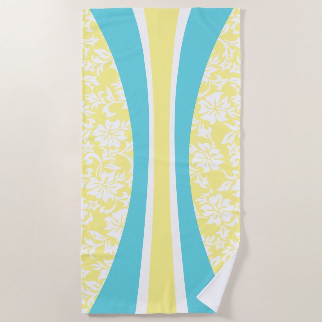 Toalla De Playa Laniakea Hawaiian Striped Surfboard - Amarillo lim (Anverso)