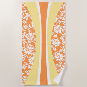 Toalla De Playa Laniakea Hawaiian Striped Surfboard - Papaya