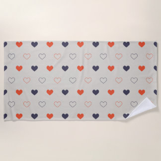 Toalla De Playa Large - Lovely hearts / orange cream dark