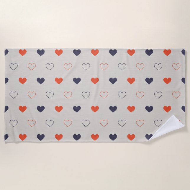 Toalla De Playa Large - Lovely hearts / orange cream dark (Anverso)