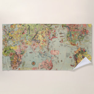 Toalla De Playa Las rutas de aire del mundo del mapa del mundo de