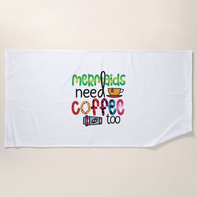 Toalla De Playa Las sirenas de arte del café también necesitan caf (Anverso)