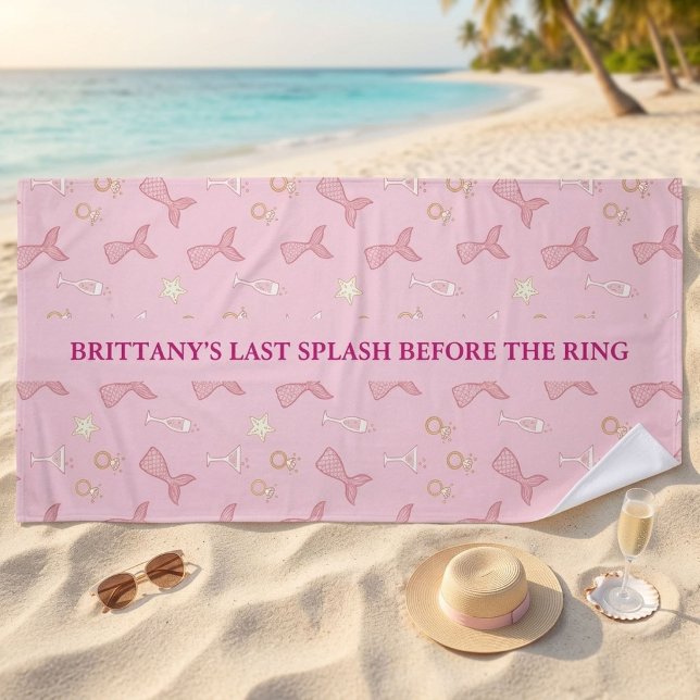 Toalla De Playa Last Splash Mermaid Bachelorette Personalized (Subido por el creador)