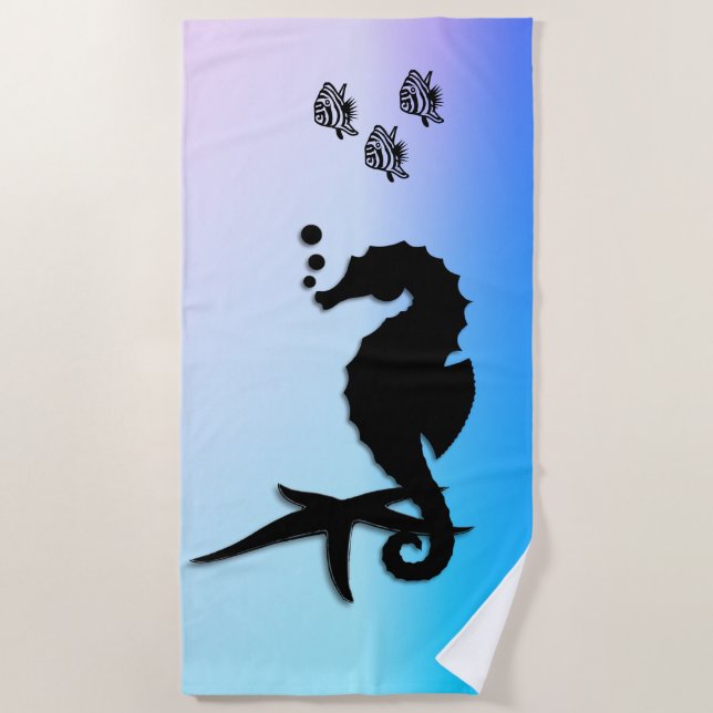 Toalla De Playa Lavanda azul de Caballo de Mar (Anverso)