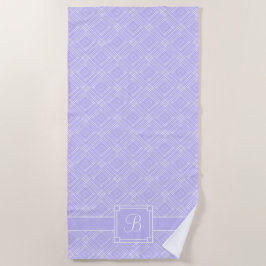 Toalla De Playa Lavanda y patrón de diamante monogramado blanco