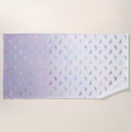 Toalla De Playa Lavender Ombre Rainbow Dragonflies