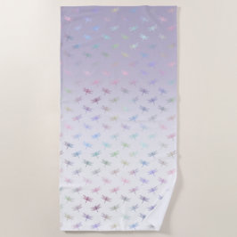 Toalla De Playa Lavender Ombre Rainbow Dragonflies