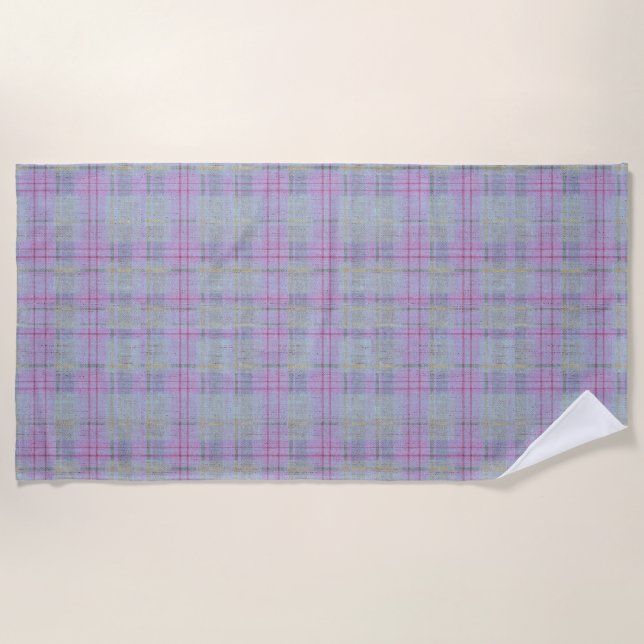 Toalla De Playa Lavender Plaid Harmony  (Anverso)