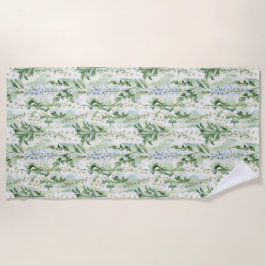 Toalla De Playa Lavender White Delphinium Flowers  