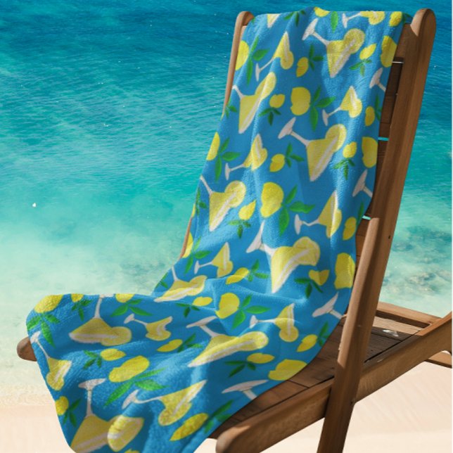 Toalla De Playa Lemon Drops Lemons Caribbean Blue Beach Towel (Ready for summer!)