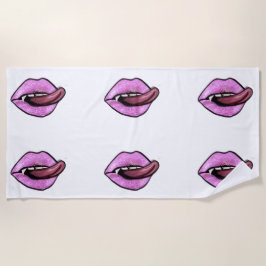 TOALLA DE PLAYA LENGUA ROSA Y LABIOS