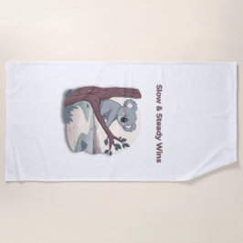 Toalla De Playa "Lento y Constante Gana – Cute Koala Motivacional 