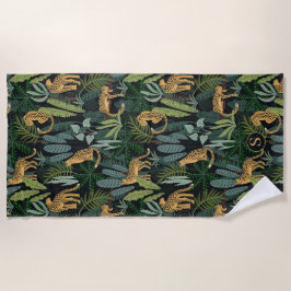Toalla De Playa Leopard Jungle Forest Illustration Seamless Custom