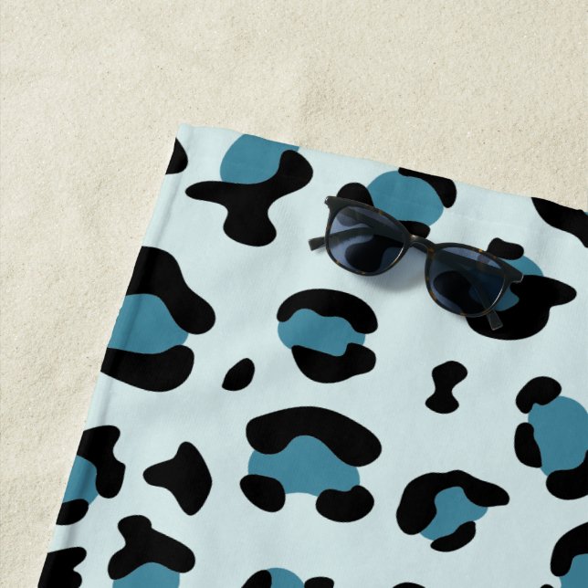 Toalla De Playa Leopard Print, Leopard Spots, Blue Leopard (In situ)