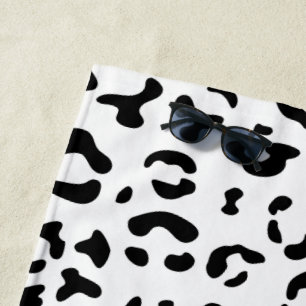 Toalla De Playa Leopard Print, Leopard Spots, Negro Y Blanco