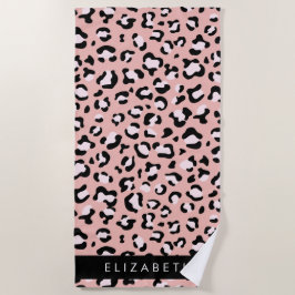 Toalla De Playa Leopard Print, Spots, Pink Leopard, Tu Nombre