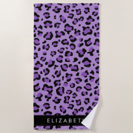 Toalla De Playa Leopard Print, Spots, Purple Leopard, tu nombre