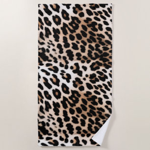 Toalla De Playa Leopardo de Crema Marrón